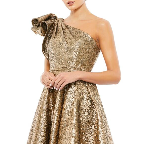 MAC DUGGAL  ONE SHOULDER BOW MIDI DRESS‎ Style #67906 - Picture 6 of 10